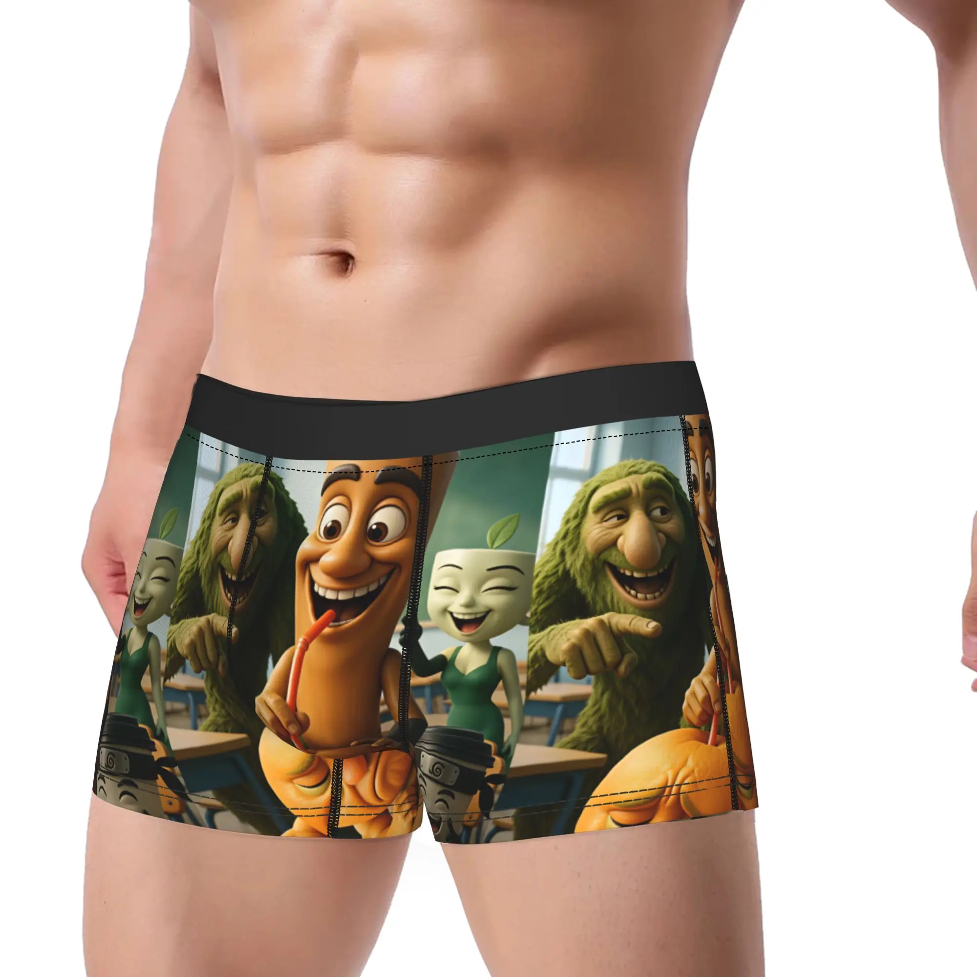 Tung Tung Sahur School Classroom Funny Meme Boxershorts 3D Pouch Underwear Trenky Boxer Brief Comfortable Men's Underpants