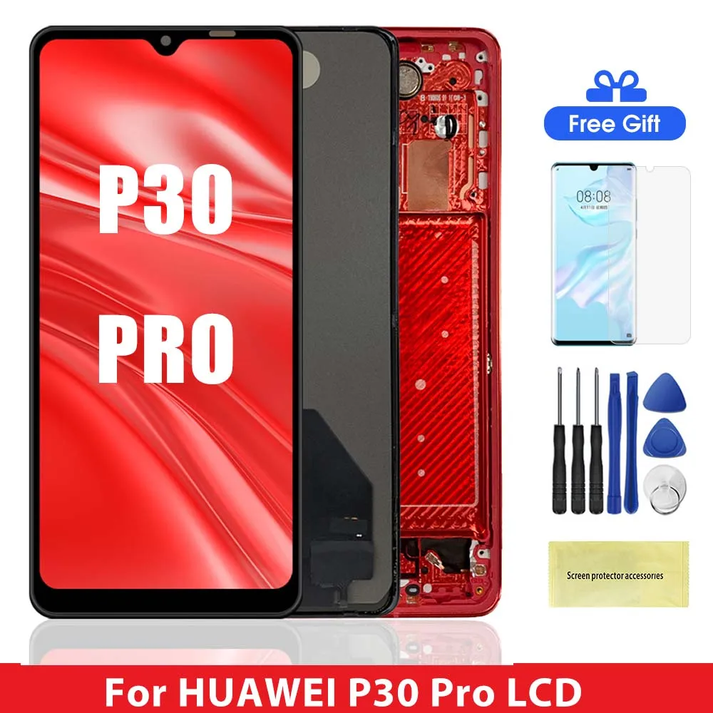 Reemplazo de pantalla TFT P30 Pro, para Huawei P30 Pro VOG-L29 VOG-L09 Pantalla LCD Pantalla táctil digital con ensamblaje de marco