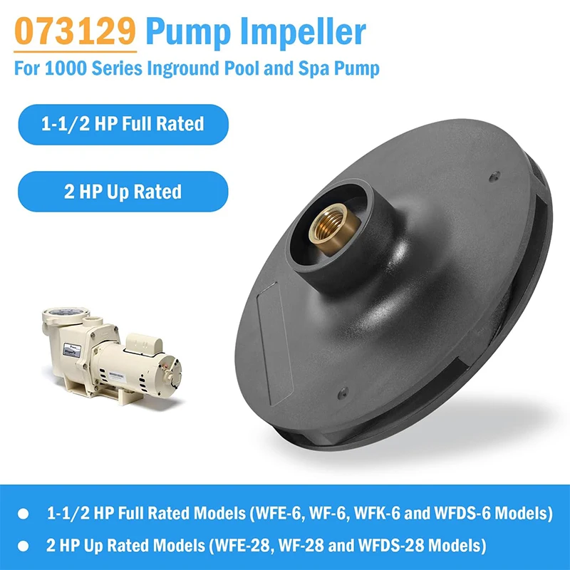 073129 Pump Impeller Replacement Compatible with Pentair WhisperFlo Pool & Spa Pumps, Upgraded Impeller Fits 1.5 HP & 2 HP Model