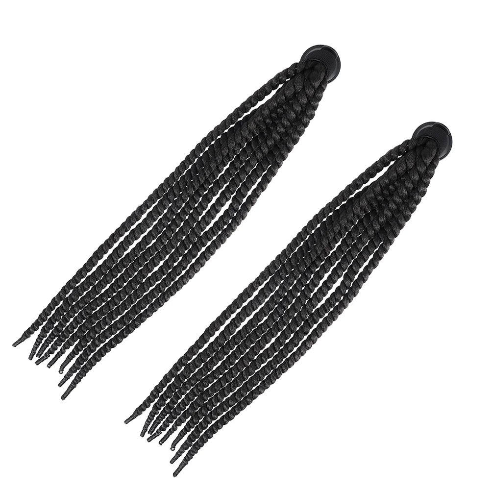 

2 Pcs Full Face Motorcycle Dreadlocks Ponytail Braided Wigs Decal Black Helmets