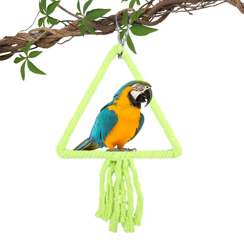 Bird Swing Gnawing Climbing Large Medium-sized Wooden Swing Stand Bird Rope Swing Toy For Hammock Parakeet Perch Toys Bird Sport