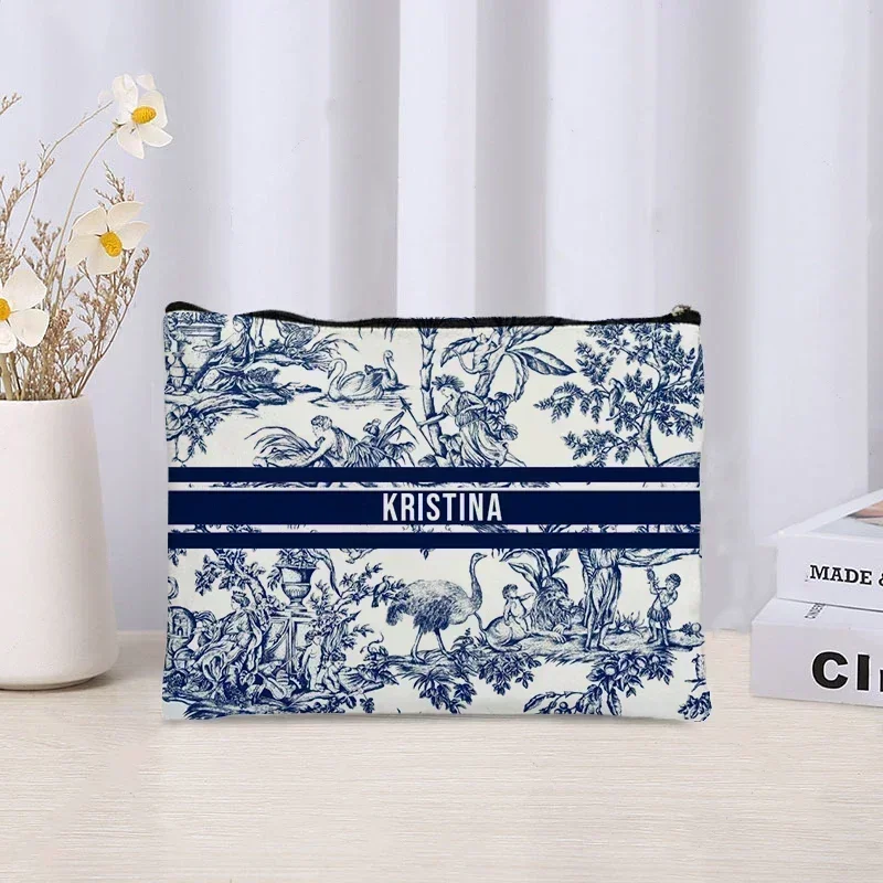 Vintage Name Customized Full Print Makeup Bag Bridesmaid Wedding Makeup Box Handbag Fashion Travel Organizer Toilet Wash Wallet