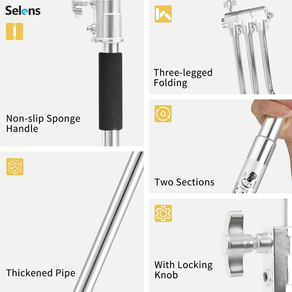 Selens 1 Set Specialty Adjustable Tripod Bracket Photography Prop Photo Studio Kits C-Type Light Stand Background Stand clip ์ผ๊ฐ๋