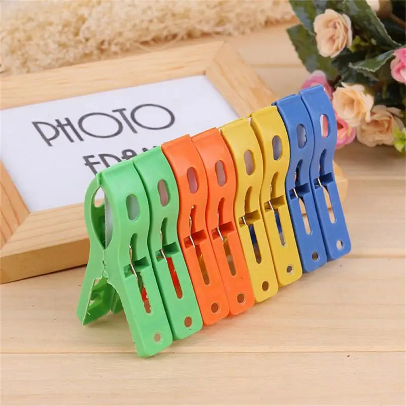 8-32pcs Large Bright Colour Clothes Clip Plastic Beach Towel Pegs Clothespin Clips To Sunbed Home Wardrobe Storage High Quality