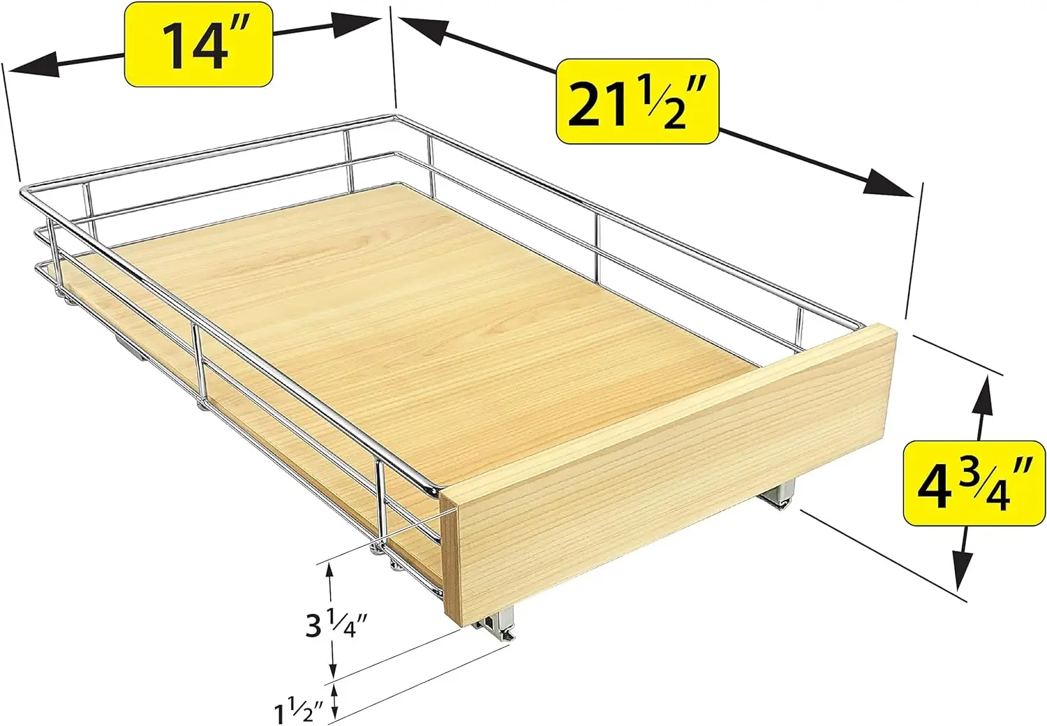 Pull Out Cabinet Organizer, Slide Out Drawers for Kitchen Cabinets  - Roll Out Shelf for Pots, Wood Chrome