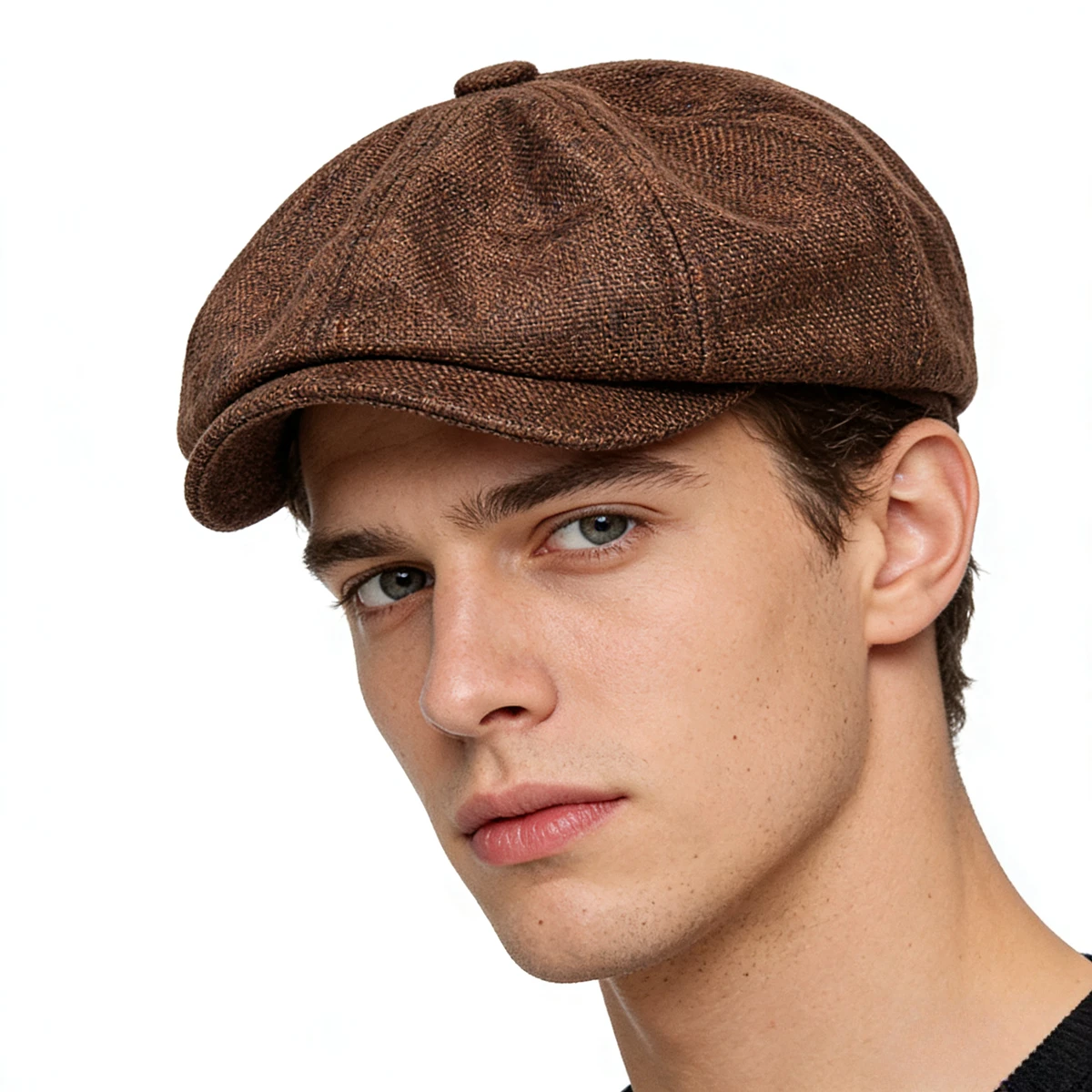 Neue Unisex Sommer-Baskenmütze für Damen, Patchwork-Leinen-Achteckmütze für Herren, atmungsaktive, lässige Vintage-Kappe mit Schirm, Geschenk