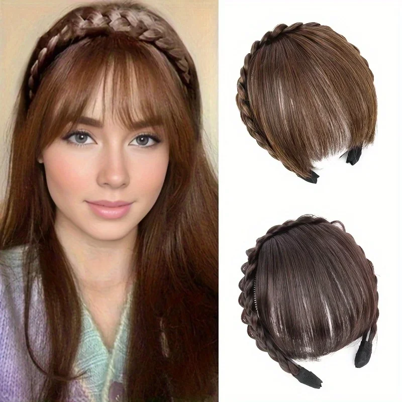 Synthetic New Hair Accessories With Bangs Fishbone Braids Hair Extension High Temperature Fiber Fake Hair for Women