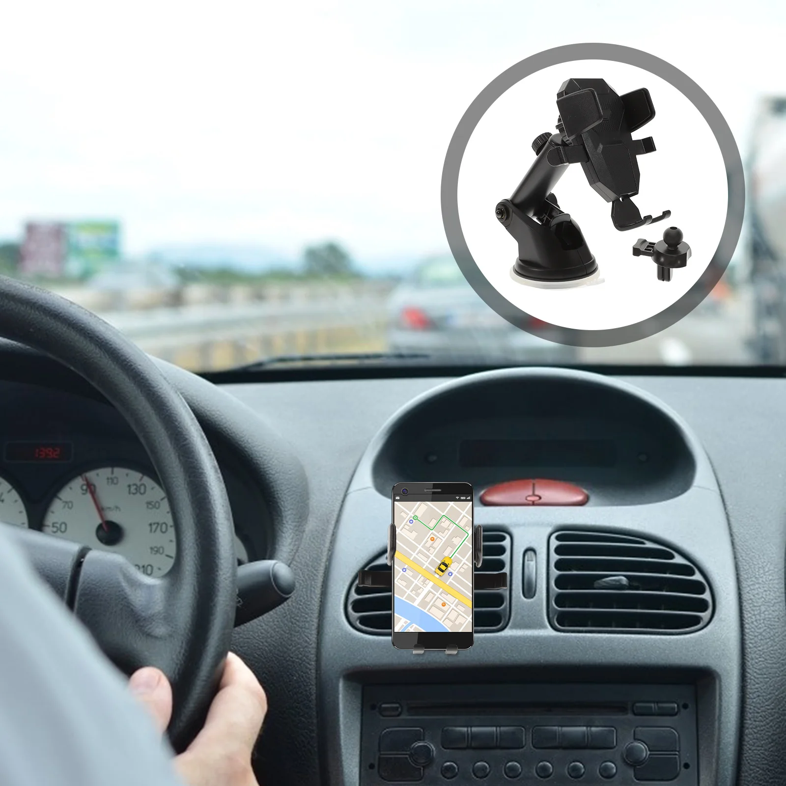 

Car Phone Mount Universal Adhesive Extendable Dashboard Phone Stand 360 Rotate Cellphone Holder for Navigation Safe Driving