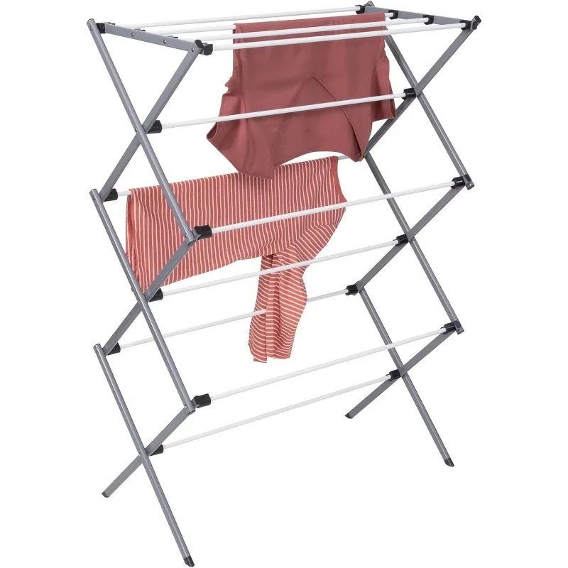 

Modern steel folding drying rack is easy to assemble and versatile for home furniture, living room and bedroom, gym