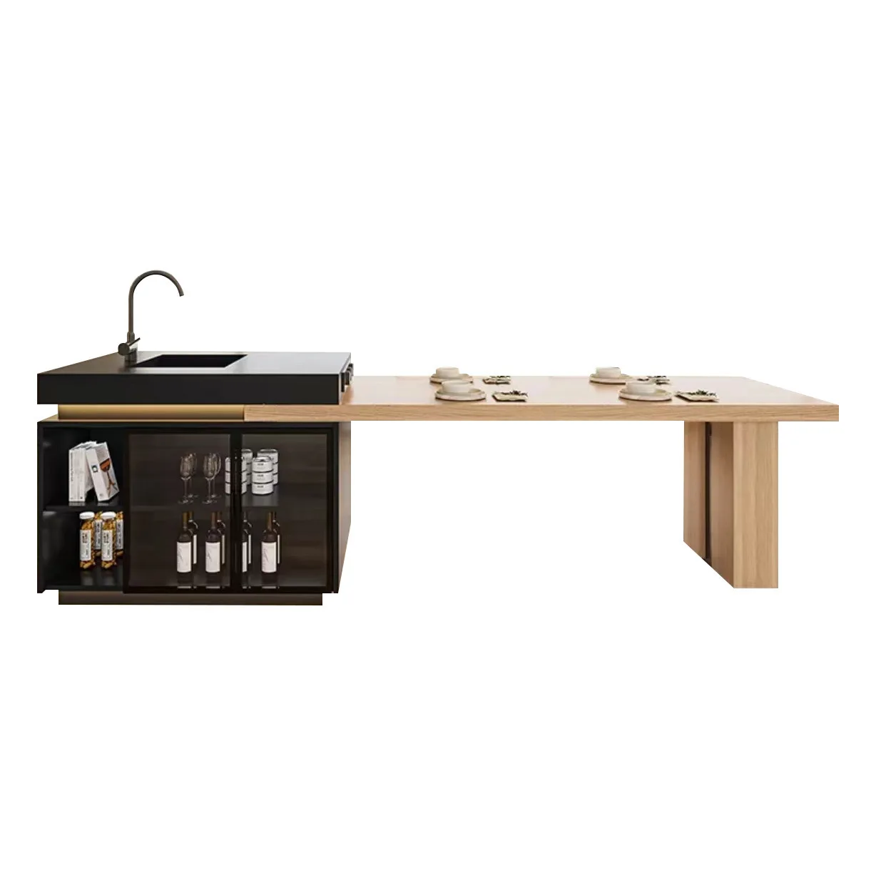 

Slate, island, dining table, integrated, household, retractable, kitchen