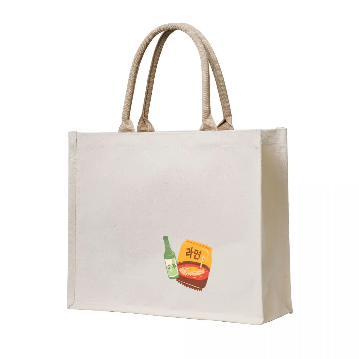 

Korean Soju and Ramen Tote Bag large size bags supermarket folding bag canvas bags