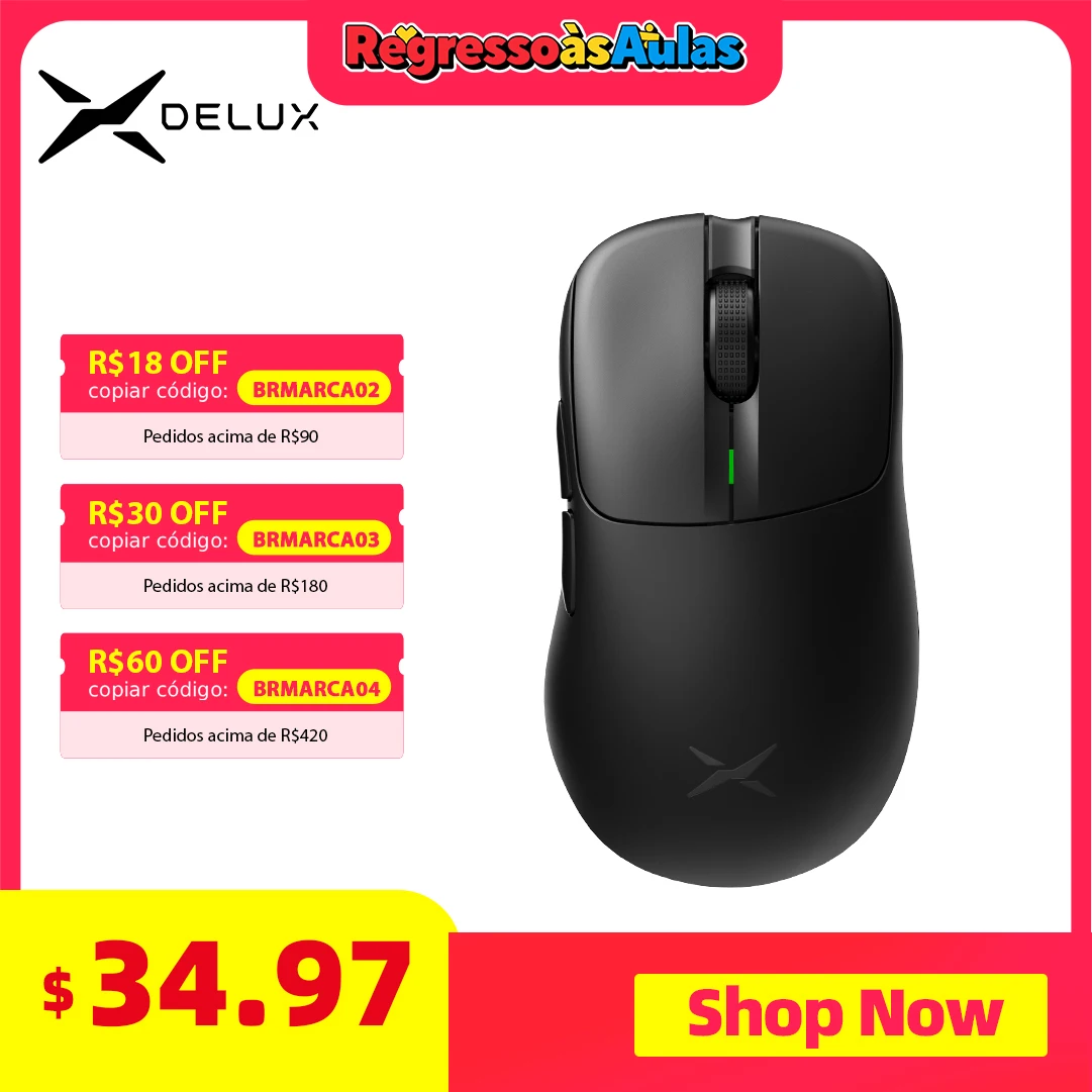 

Беспроводная игровая мышь Delux M500 PRO, легкая эргономичная док-станция с подключением к тройному режиму, 8 кГц, PR TTC, золотой кодировщик