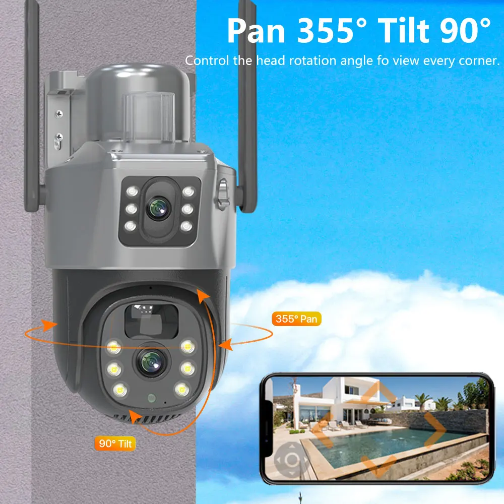 Imagem -06 - Câmera ip Ptz ao ar Livre com Bateria Recarregável do Painel Solar Câmeras de Vigilância por Vídeo Rastreamento Automático 4k Wifi 8mp Cctv