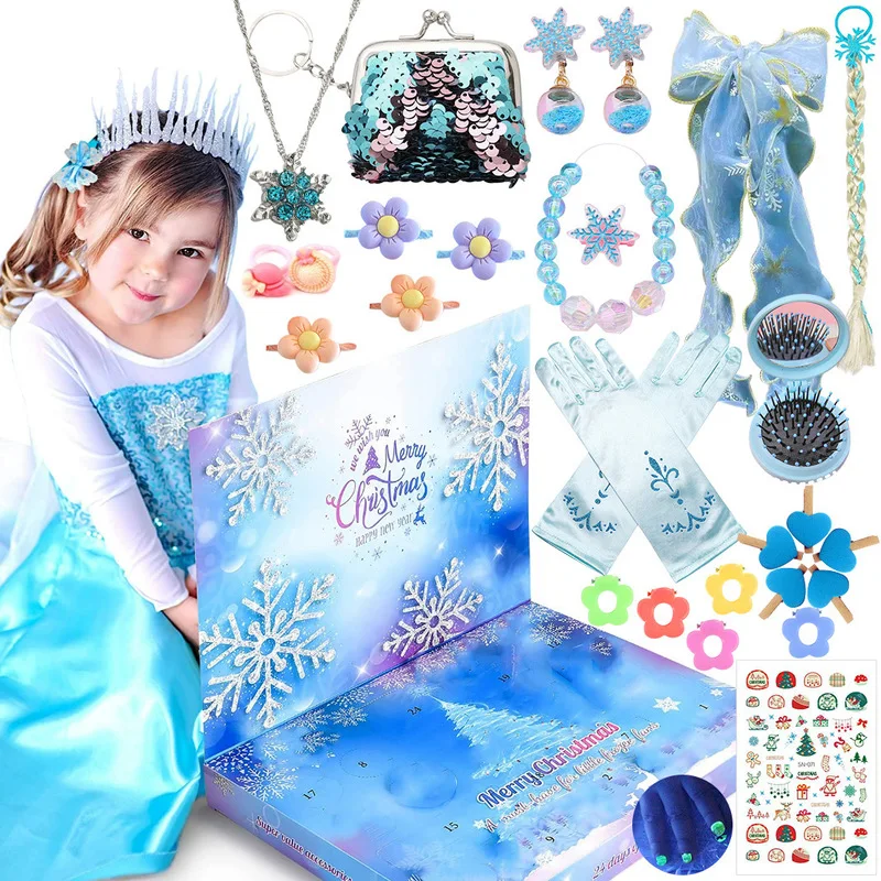 Frozen Christmas Ice and Snow Unicorn Ornaments Hand-Teared Blind Box Countdown Advent Calendar Unicorn Girls Halloween Gift Set