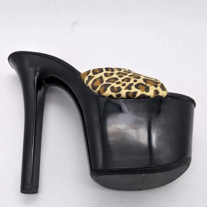 LAIJIANJINXIA New PU Sexy Exotic Pole Dancing Shoes Summer Women Slippers 17CM High Heels Size 34-46 G089