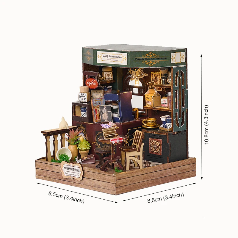 3D Wooden Puzzles Wooden DIY house Corner Christmas Wooden Model Kits with LED DIY Coffee Shop Garden Craft Gifts for Kids Adult