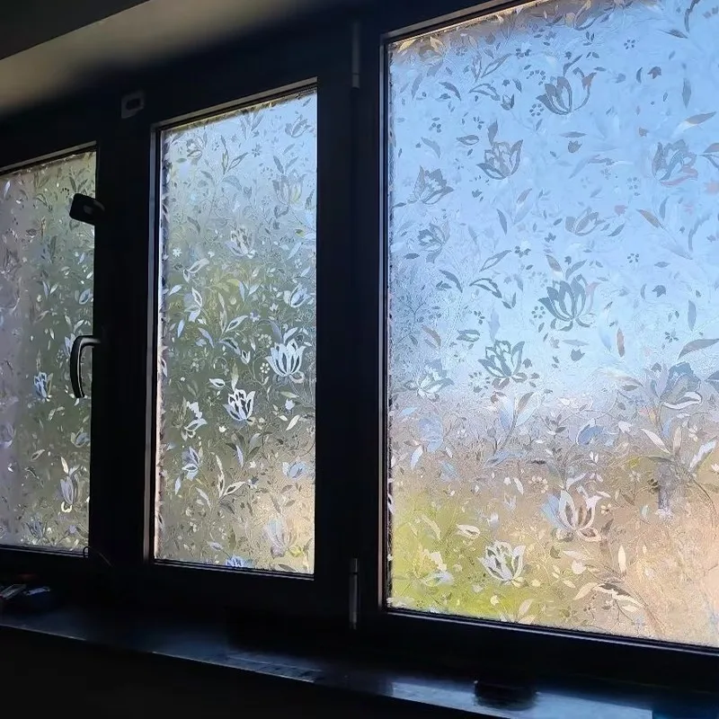 Privacy Window Film Static Cling Translucent Removable No Glue for Office Bathroom Glass Door