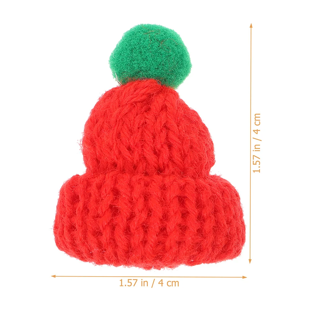 100 Pcs Knitted Small Christmas Hat Mini DIY Craft Ornaments Knitting Wool Yarn Hats Tiny Kitting Animal Woolen