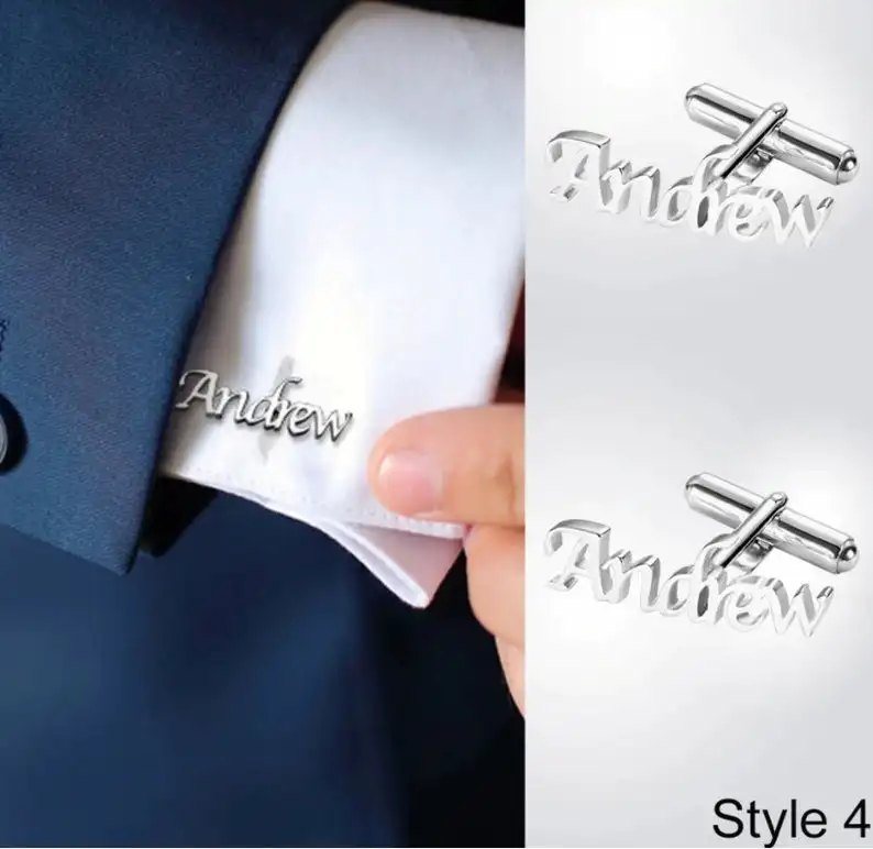 Personalized Initial Letters Custom Cufflinks for Mens Shirt Button Stainless Steel Men Jewelry Wedding Guest Favors Gift