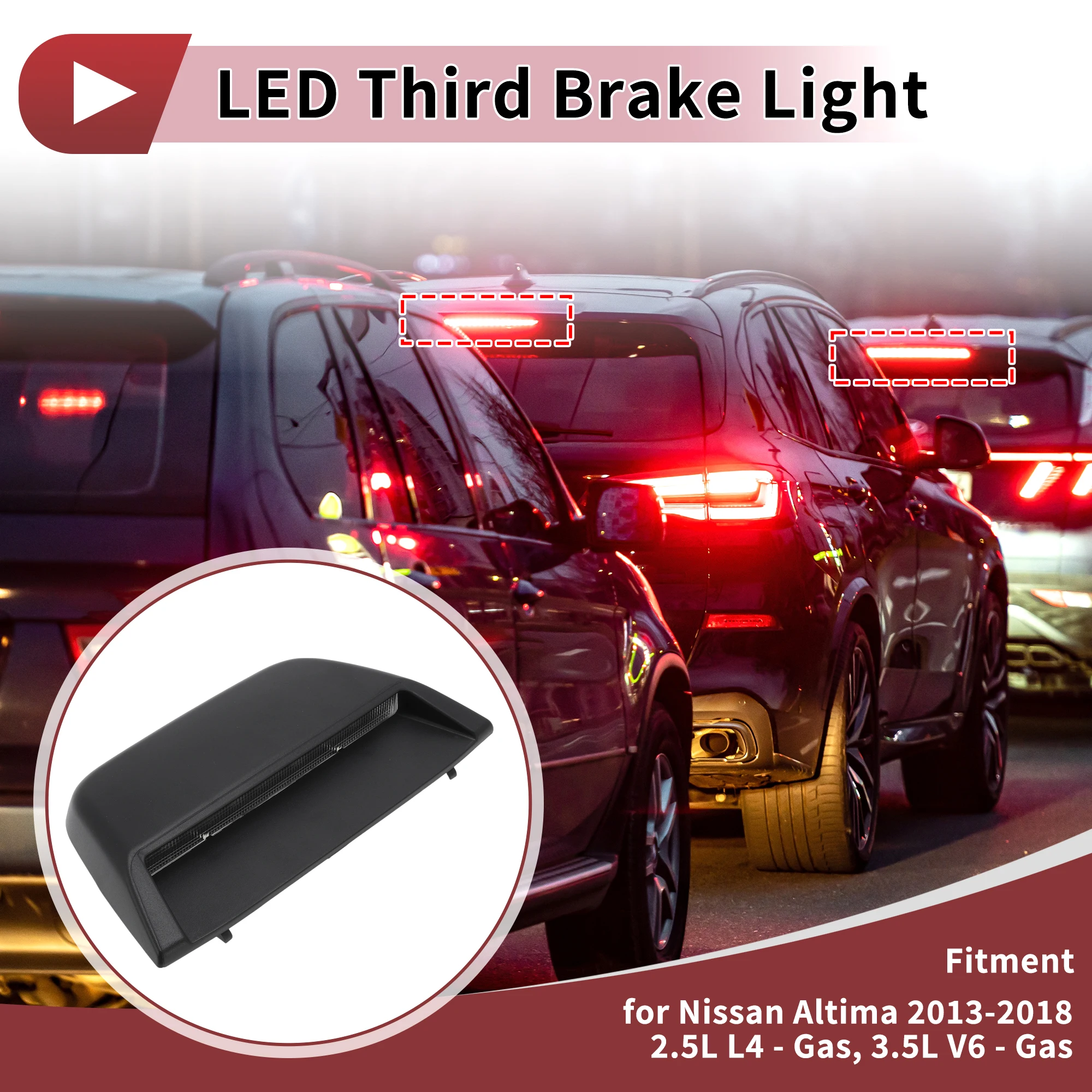 UXCELL LED Third Brake Light for Nissan Altima No.265909HM1A 3rd High Mount Stop Lamp Rear Center High Level Brake Light