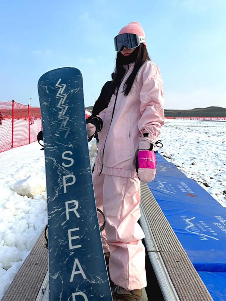 

Розовый комплект для сноубординга для мужчин: зимний, морозостойкий (до -40°C), теплый, ветрозащитный, дышащий, с защитой от пуха и влаги