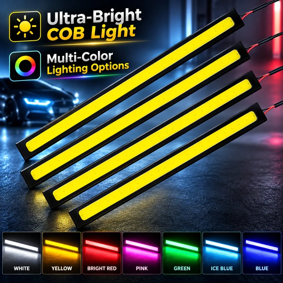 COB LED Strip Light 10PCS 17cm Waterproof DRL Daytime Running Light Flexible Lamp Car Interior Exterior DIY Styling Decor