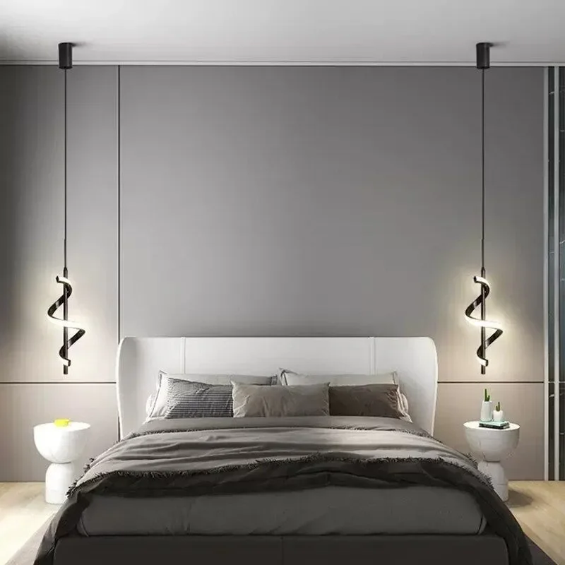 Modern LED Pendant Light Minimalist Gold Black White Hanging Lights For Bedroom Bedside Living Rooms Study Decorate Lamps