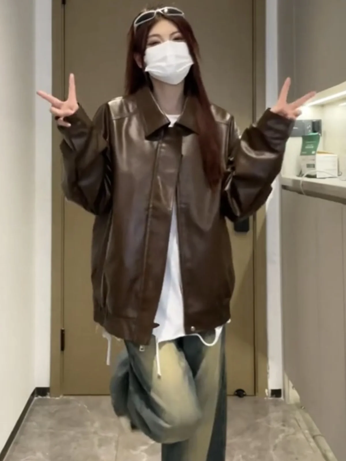 

American Retro Brown Leather Jaet Men Women Spring Autumn New Street Sweet Cool Motorcycle Sle PU Leather Coat Top Trendy