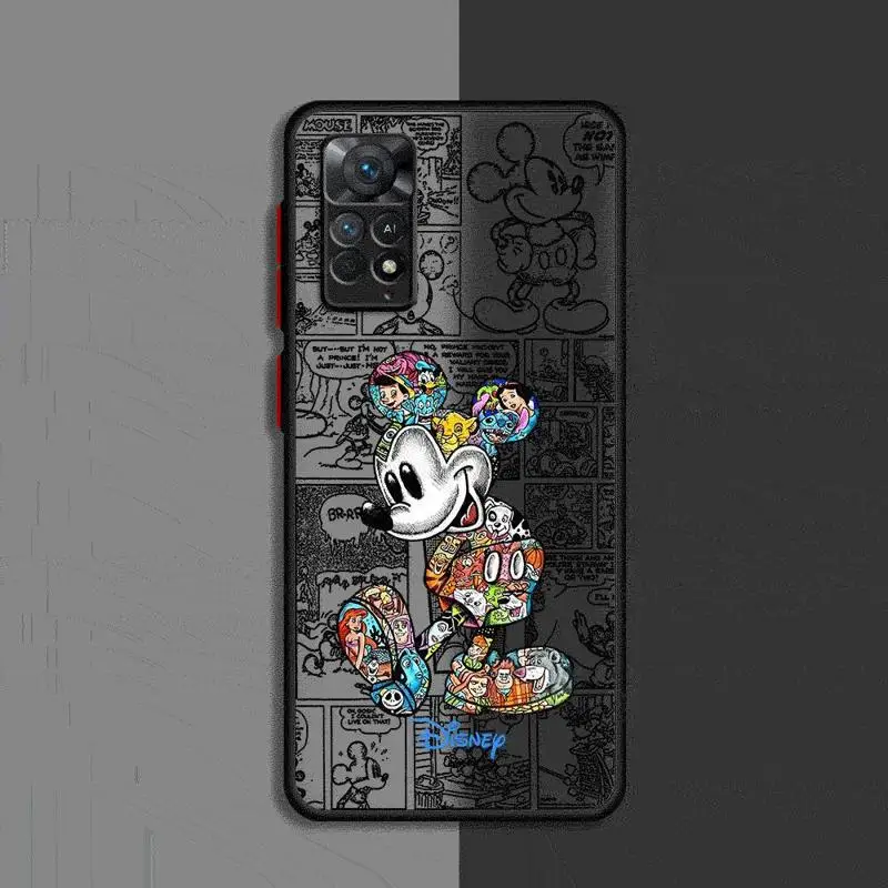 Disney Mickey Minnie Mouse Stitch Phone Case for Xiaomi Redmi Note 13 Pro11 Pro 10 Pro 8 9 9S 9T 12 Pro 5G 11S 12S Black Matte