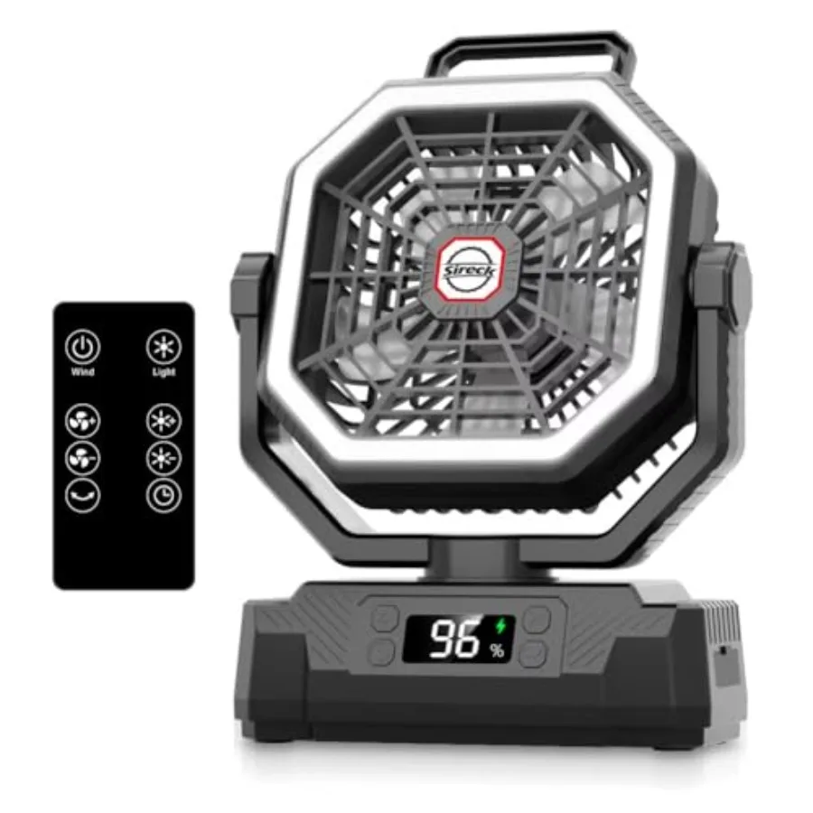 

40000mAh Camping Fan, 10-Inch Battery Powered Portable Personal Fan with Remote, LED Lantern, 5 Speeds, Timer, Digital Display