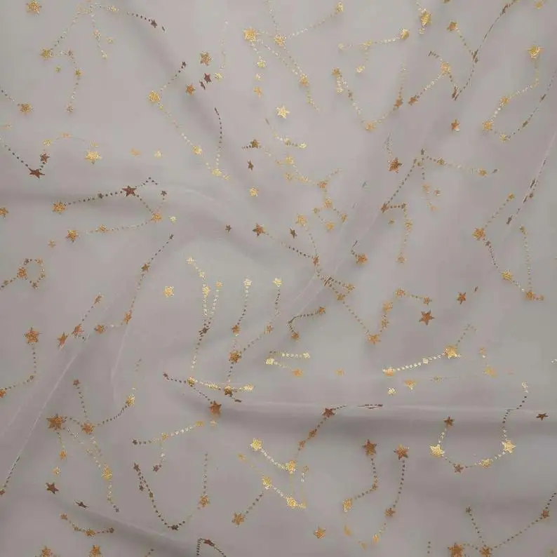 Кружевная ткань с золотыми звездами, мягкое женское платье, платье на день рождения, платье-пачка, бальное платье, 1 ярд