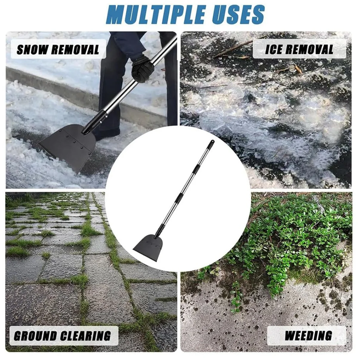 ABNP Snow Shovel, Driveway Ice Scraper Tool, Floor Scraper for Cleaning Weeds Tools, Suitable for Roads Outdoor Garden