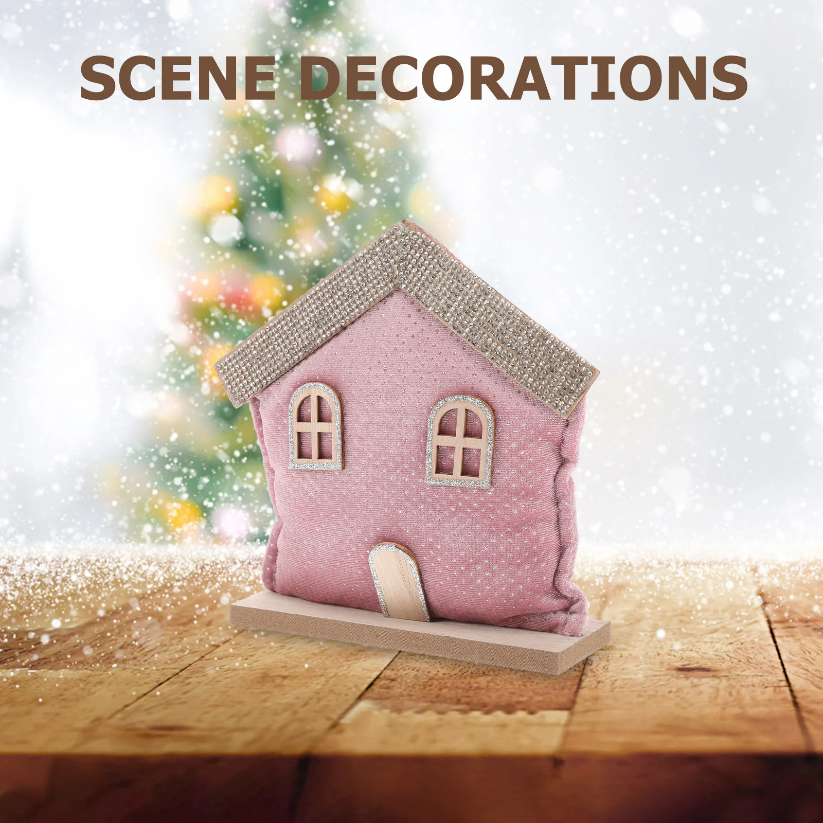 

1pcs Small Desktop Xmas House Christmas House Modeling Decor Handcrafted Tabletop Craft Lightweight Holiday Party Decoration