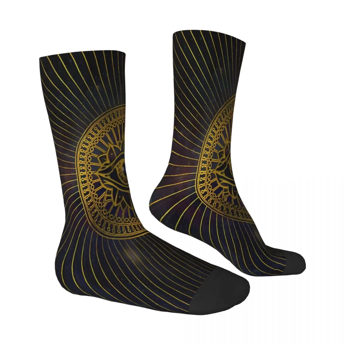 All Seeing Mystic Eye Gold On Nebula Illuminati Socks Male Mens Women Spring Stockings Harajuku