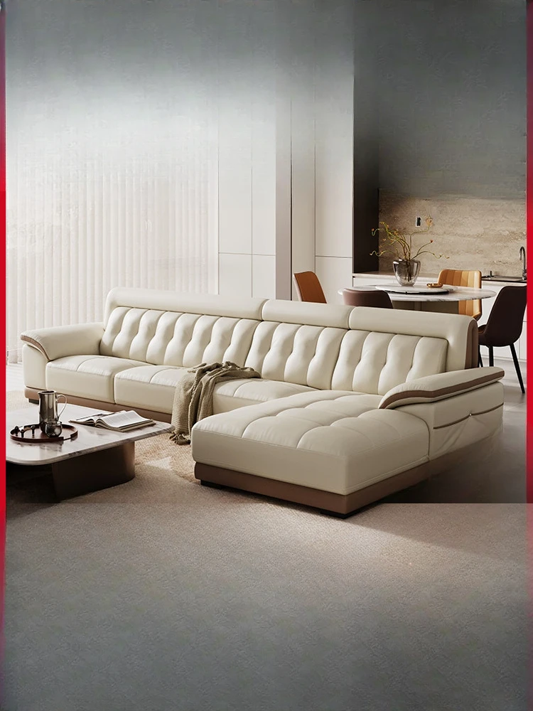 Modern leather sofa European furniture living room first layer cowhide