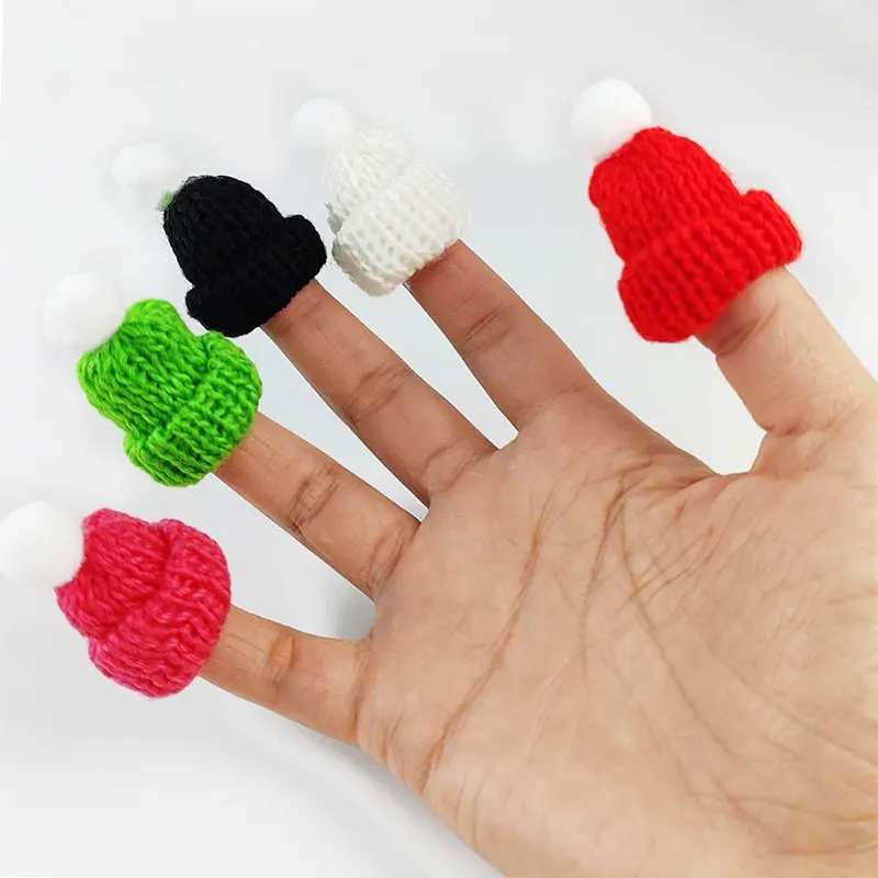 10-50Pcs Mini Knitting Hats Christmas DIY Craft Knitting Doll Hats Mini Wool Hat for Christmas Tree Ornaments DIY Hair Accessory