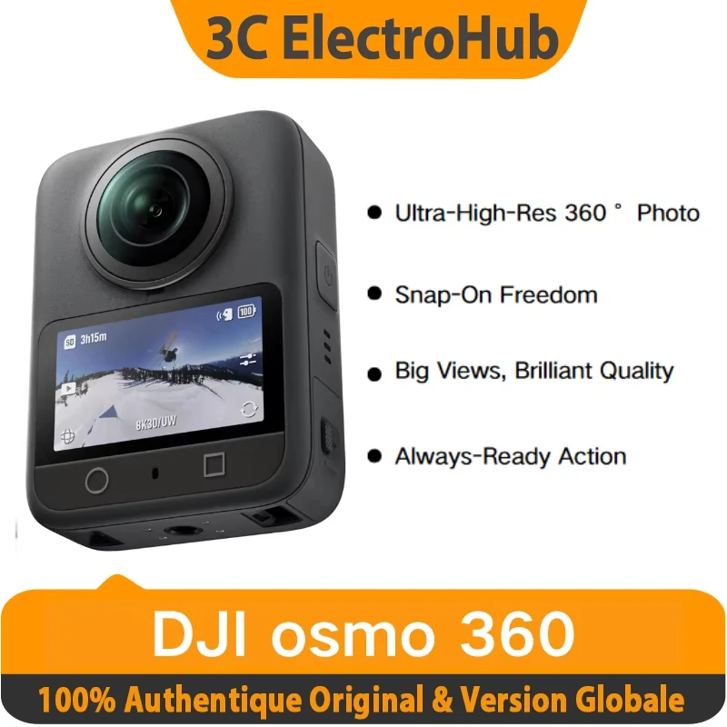 DJI Osmo 360 Camera, Caméra d'action étanche 8K 360°, imageur 360° 1 pouce, vidéo 360° native 8K, 105 Go, caméra d'action 360°