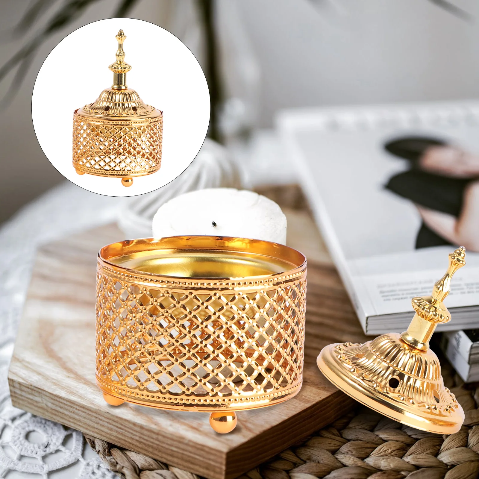 

Metal Incense Burner Home Decor Censer Decoration Vintage C leholder Basket Aromatherapy Yoga Bedroom Study Sauna Kitchen