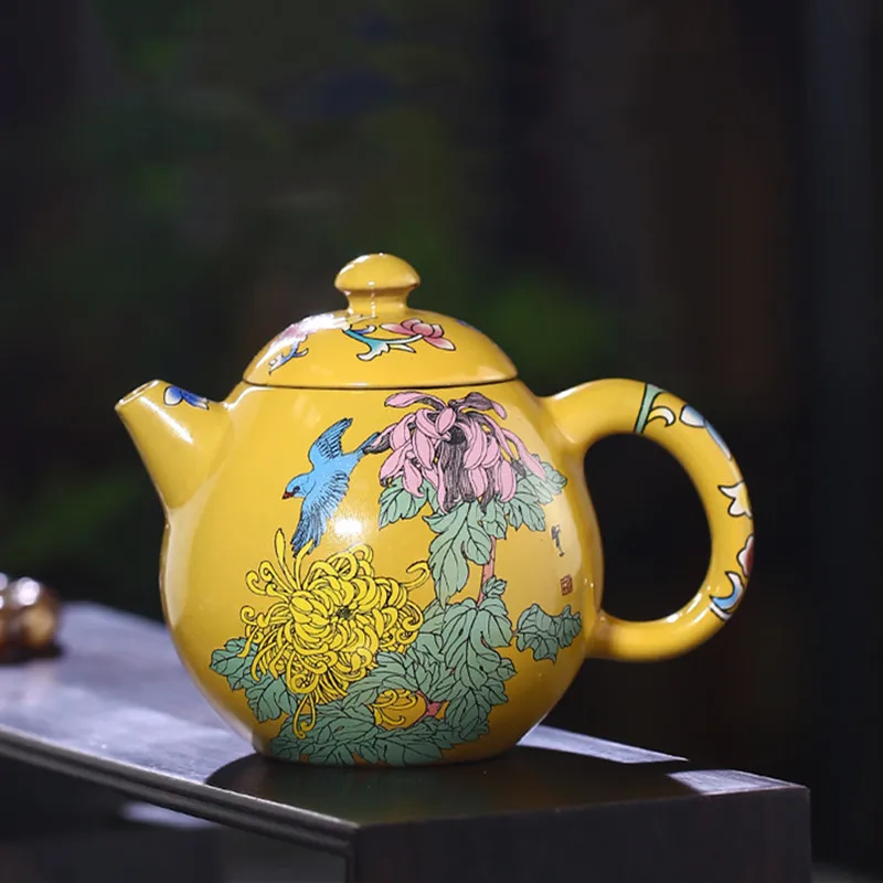 Yixing Dragon Egg Purple Clay tea pot Exquisite Colour Enamel Teapots beauty kettle Raw ore Handmade Tea set Authentic 250ml