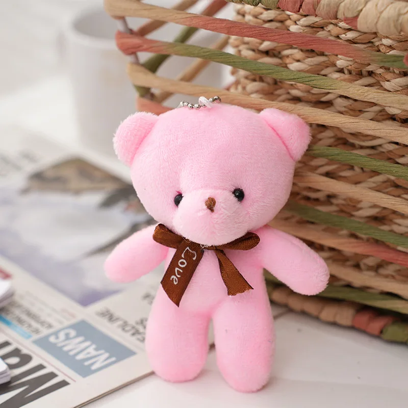NONE 30 stücke Neue 21 Farbe Mini Bär Plüsch Puppe Schlüsselbund 12 cm Nette Bunte Bär Tier Stofftiere Für Mädchen tasche Anhänger Kinder Geschenke 7