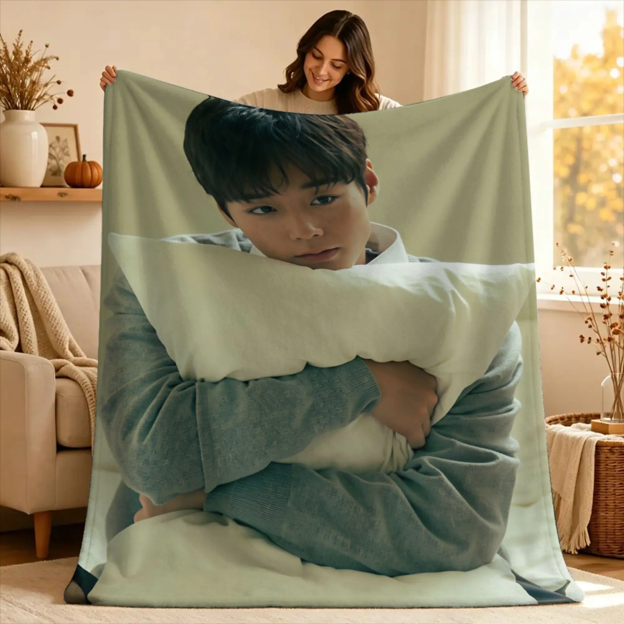 Korean Singer P-Park Ji-hoons Warm Blanket Airplane Travel Plush Throw Blanket Couch Chair Flannel Bedspread Sofa Bed Cover