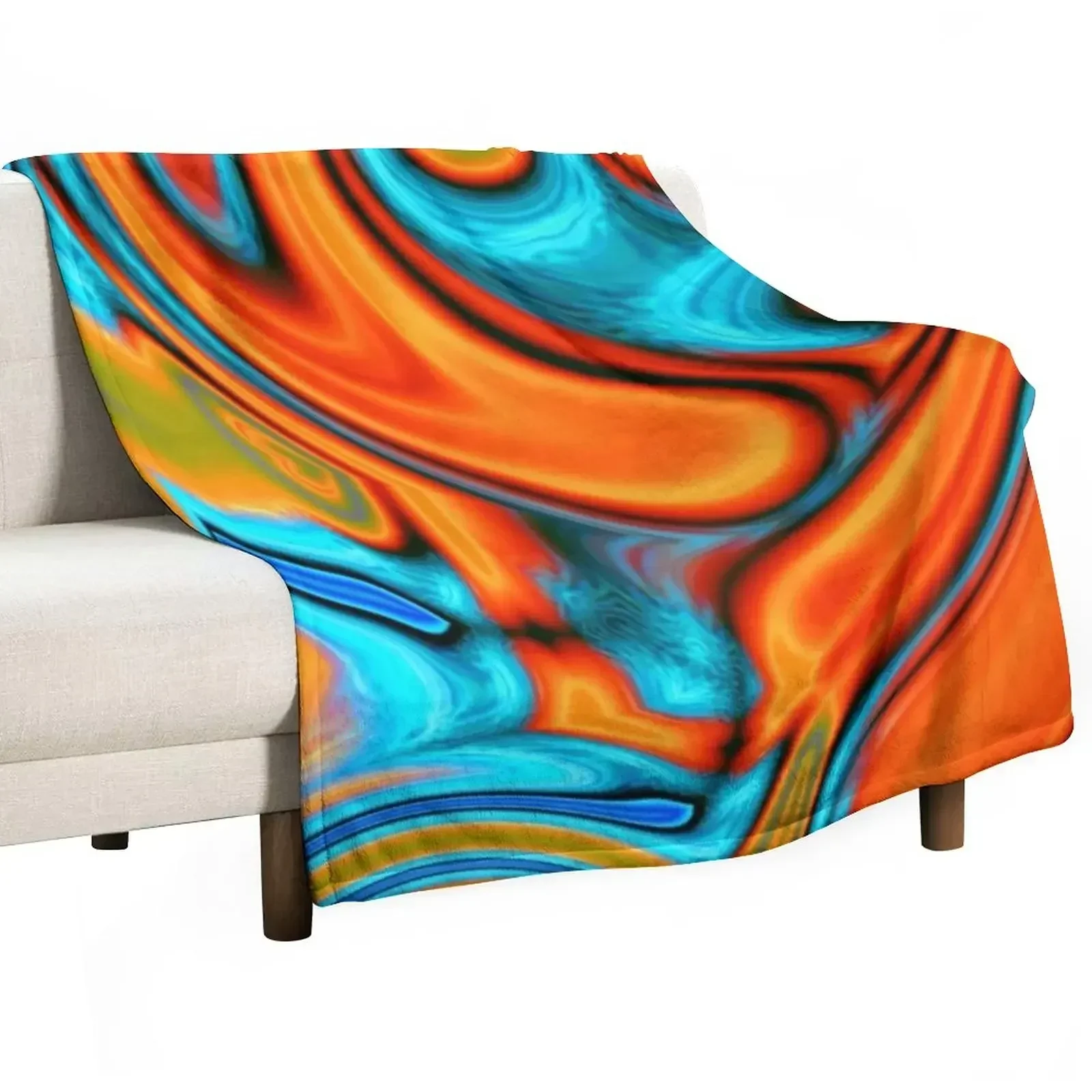 

vivid modern Southwest hipster turquoise orange swirls Throw Blanket Decoratives Polar bed plaid Moving Blankets