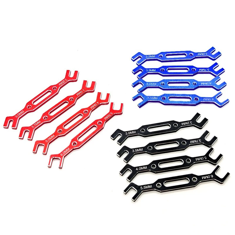 

1Set 3.0-3.2/3.5-3.7/4.0-5.0/5.5-6.0 Aluminum Alloy Wrench Ball Head Pushrod Adjust Spanner for RC Model Car Repairing Tools