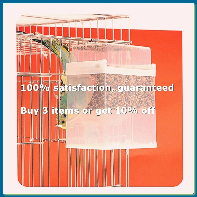 White Bird Feeders Automatic Parrot Feeder Drinker Seed Food Container Cage for Small and Medium Parakeets-A27I