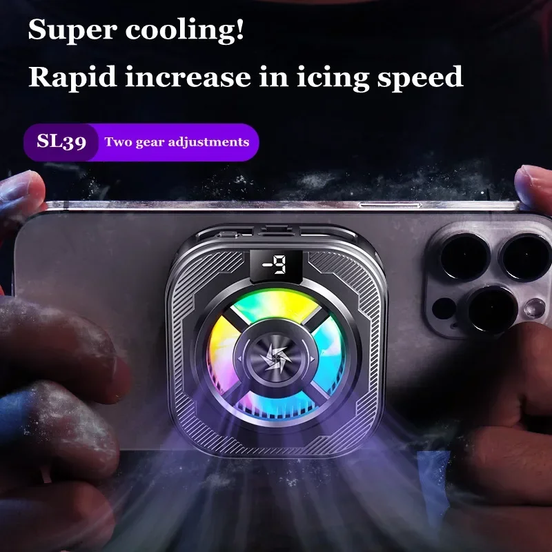 SL39 MobilePhone Silent Semiconductor Game Cooler Magnetic / Back-clip Frozen Cooling Fan Radiator for IPhone Android Universal