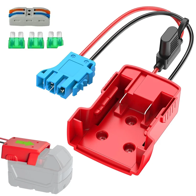 Power Wheels Battery Adapter for Milwaukee 18V Battery Adapter with 12AWG Wire Harness Connector Compatible with Fisher-Price 12