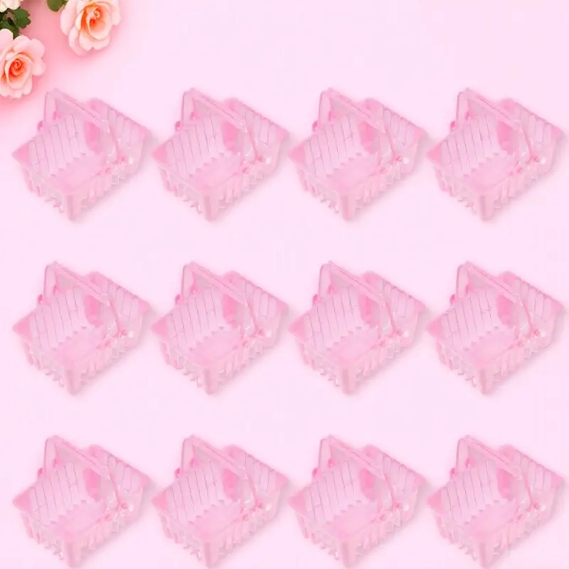 

12Pcs Mini Plastic Shopping Baskets Small Candy Basket Kids Handheld Simulation Play House Accessories for Children