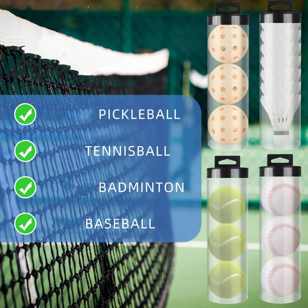 Pickleball Storage Box with Lid, Badminton Baseball Tennis Ball Holder, Cylindrical Container, Clear Tube, Pickleball Accessorie