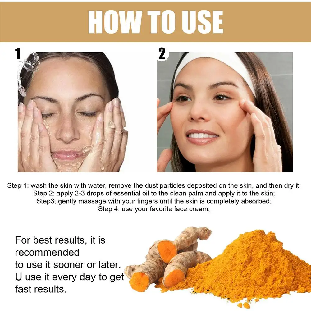 Remove Dark Spots Whitening Moisturizing Skin Care Anti Wrinkle Face Serum Turmeric Essential Oil Therapeutic Acne Shrink Pores