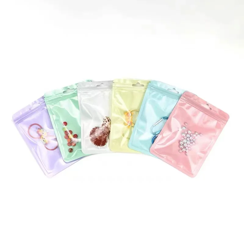 50Pcs Self-Sealing ins Small Plastic Bags for Jewelry Pouch with Clear Display Window DIY Jewelry Packaging Gift Storage Bag